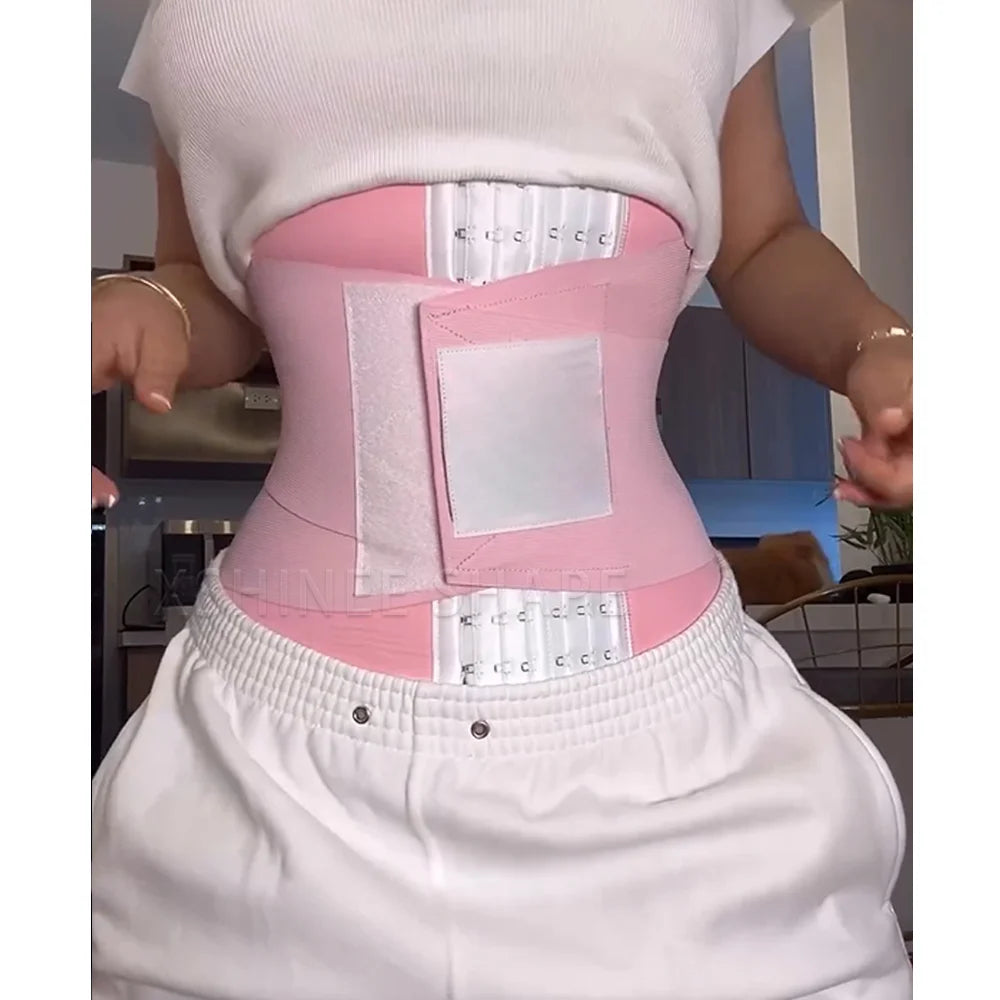 Faja Colombians Double Compression Waist Trainer Belt Shaper Tummy Control Corset Flat Belly with Adjustable Hooks Shapewear