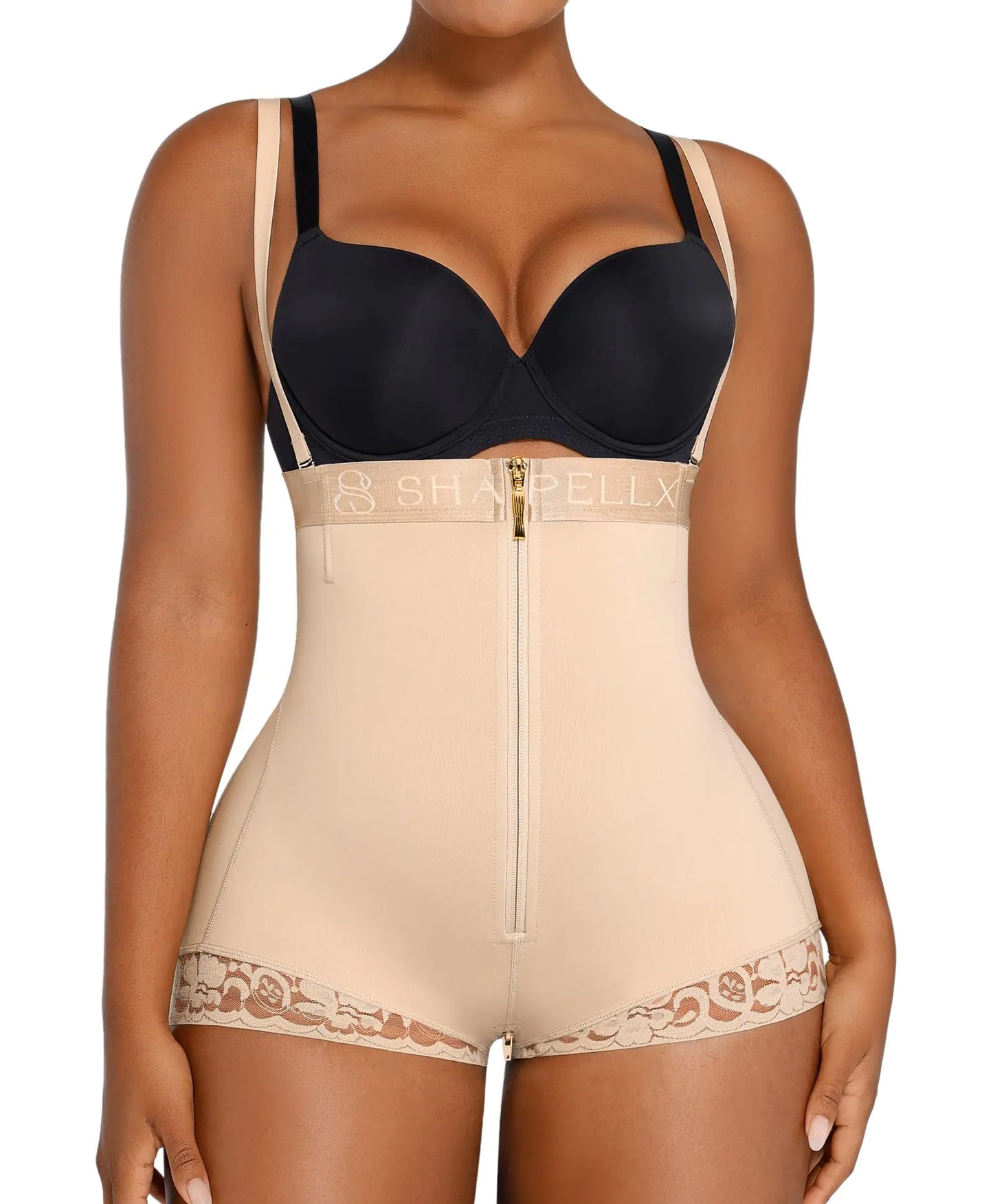 SHAPELLX Shaper Panties High Waisted Butt Enhancer Tummy Control Butt Lifting Shapewear for Women Black Body Shaper Faja