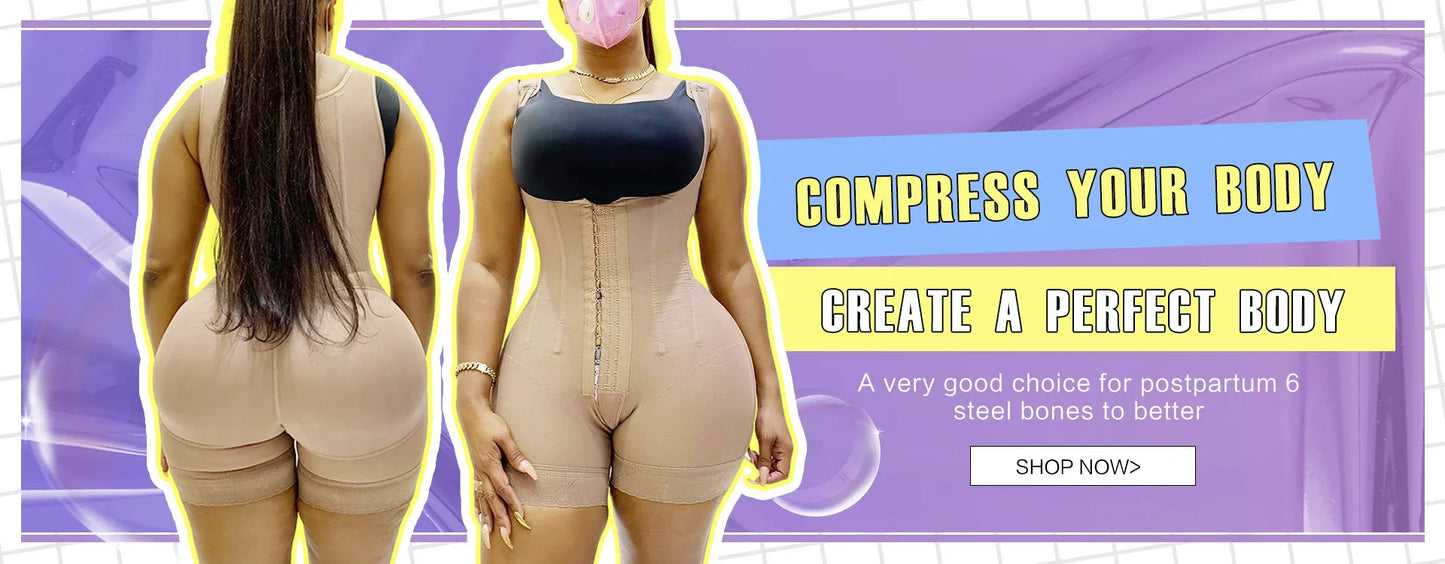 Fajas Colombian Original Postpartum Reducers Body Shaper Corset High Compression Waist Trainer Post-Surgical Use Slimming Sheath