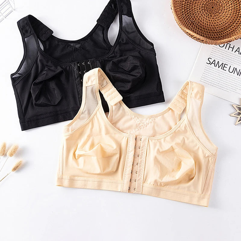 Women Post Surgical Surgery Front Open Full Support Recovery Bra Non-padded Wire Free Post Breast Augmentation Operative Bra
