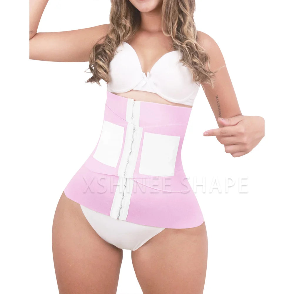 Fajas Colombianas Double Compression Waist Trainer Corset Flat Belly Posture Correcting Body Shaper Tummy Control Slimming Belt