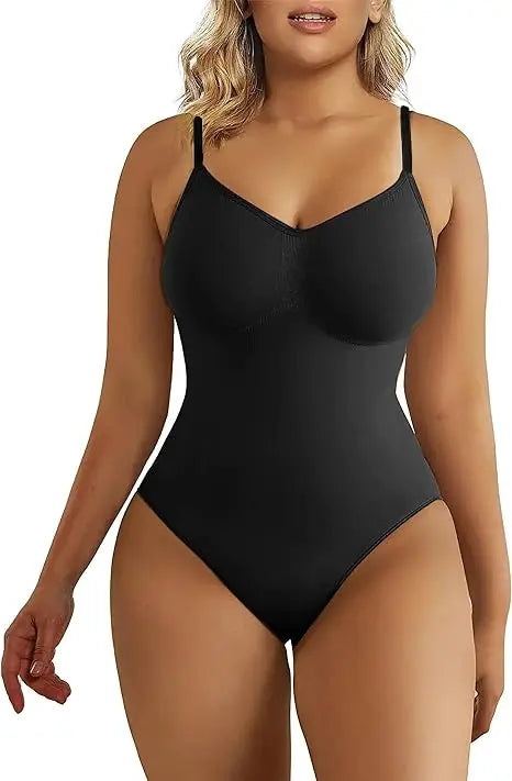 V Neck Spaghetti Strap Bodysuits Compression Body Suits Open Crotch Shapewear Slimming Body Shaper Smooth Out Bodysuit Shaper
