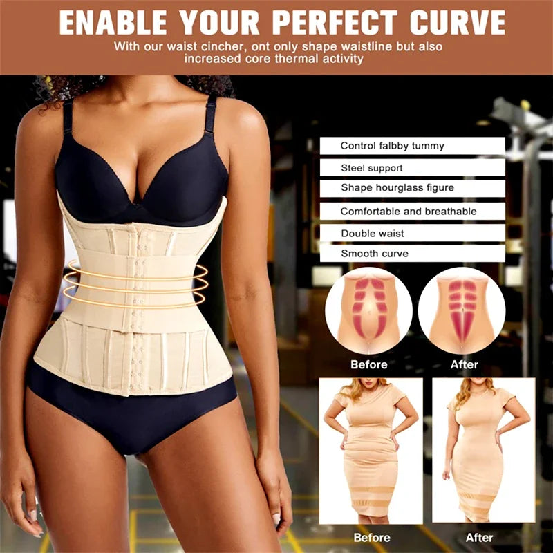 AfruliA XXXS Waist Trainer Corset Binders Wrap Slimming Sheath Belt Flat Belly Band Body Shaper Fajas Colombian Girdle Shapewear