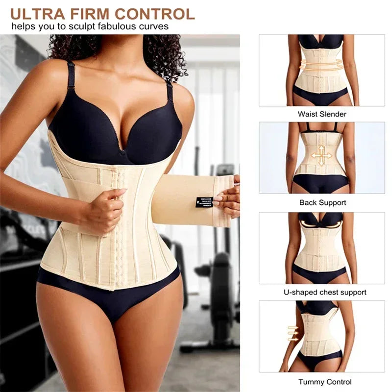 AfruliA XXXS Waist Trainer Corset Binders Wrap Slimming Sheath Belt Flat Belly Band Body Shaper Fajas Colombian Girdle Shapewear