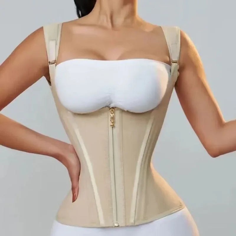 AfruliA Fajas Colombianas Girdles Double Compression Vest Waist Trainer Corset with Zipper Hook Flat Belly Slimming Body Shapers