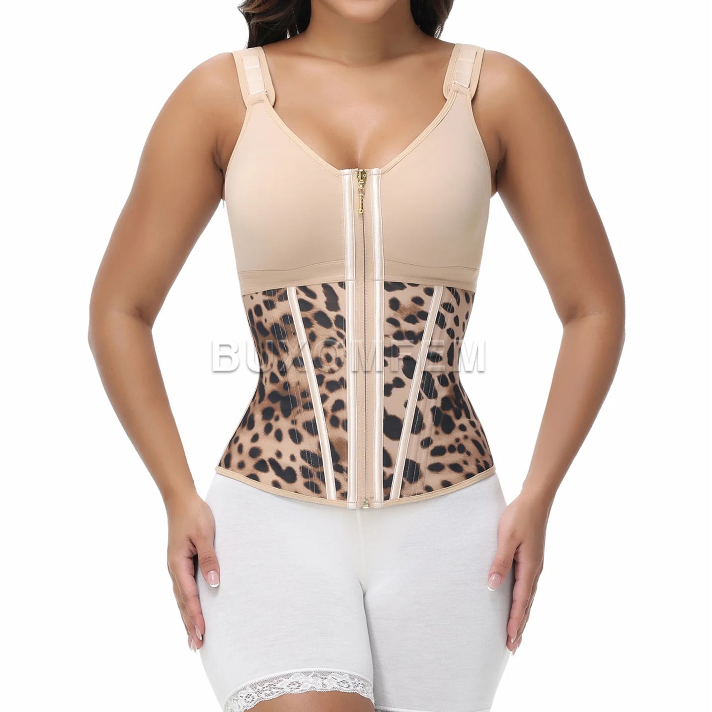 Stylish Seamless Fajas Colombianas Postsurgical Shaping Slim Belt for Women Front-Zipper Colombian Girdles with Shoulder Straps