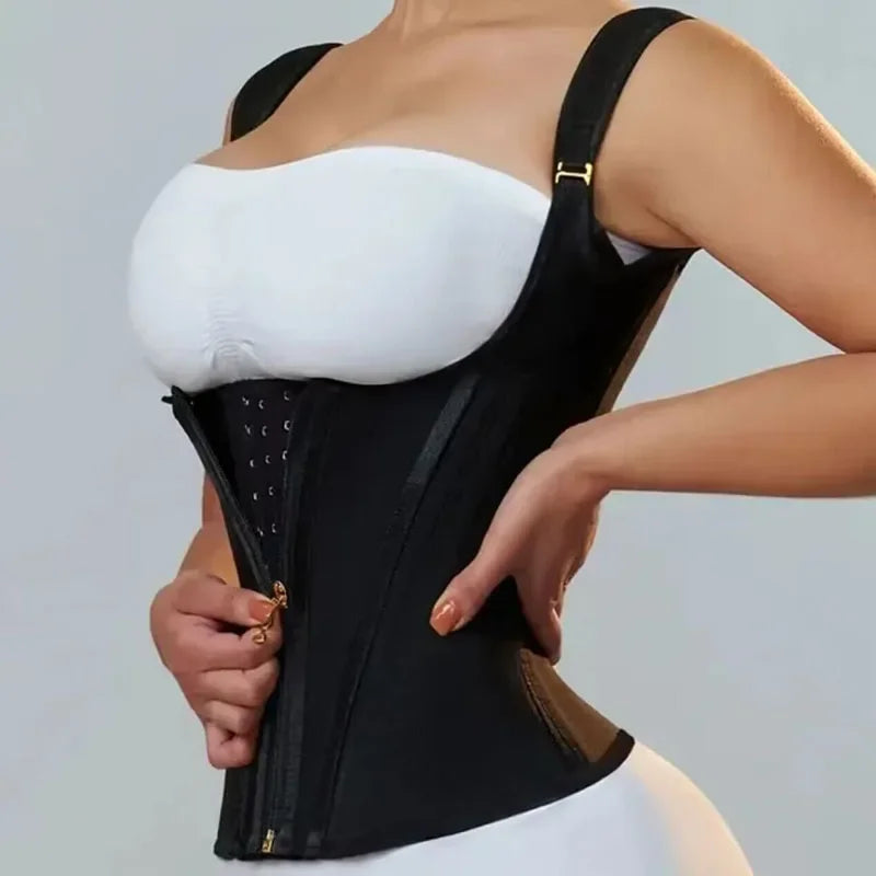 AfruliA Fajas Colombianas Girdles Double Compression Vest Waist Trainer Corset with Zipper Hook Flat Belly Slimming Body Shapers