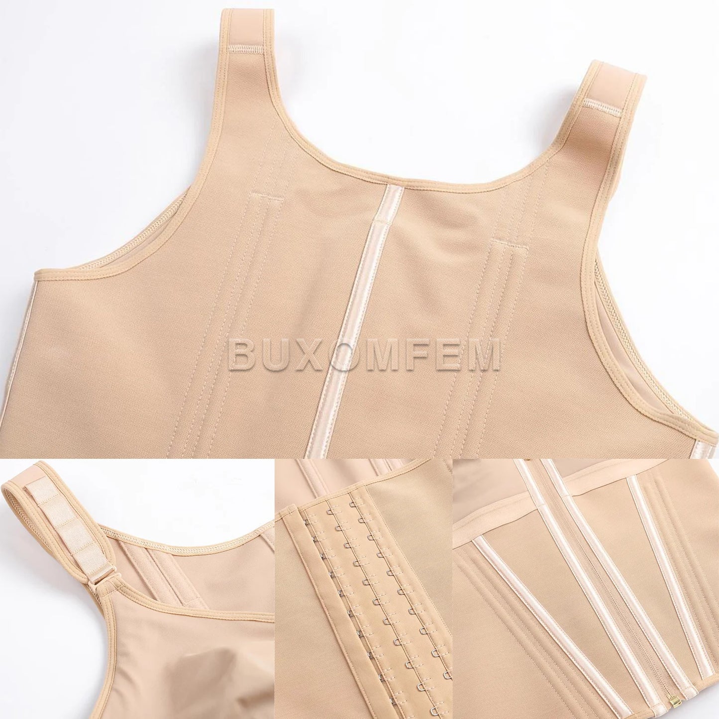 Stylish Seamless Fajas Colombianas Postsurgical Shaping Slim Belt for Women Front-Zipper Colombian Girdles with Shoulder Straps