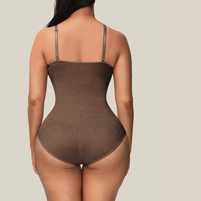 V Neck Spaghetti Strap Bodysuits Compression Body Suits Open Crotch Shapewear Slimming Body Shaper Smooth Out Bodysuit Shaper