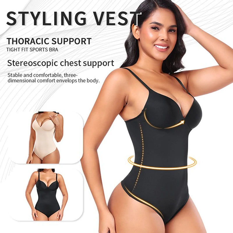 2025 New Design! Seamless Butt Lifting Bodysuit – No Bra Need T-Back Shapewear with Tummy Control