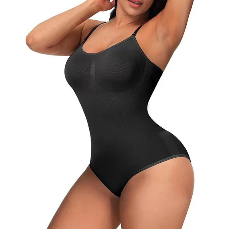 V Neck Spaghetti Strap Bodysuits Compression Body Suits Open Crotch Shapewear Slimming Body Shaper Smooth Out Bodysuit Shaper