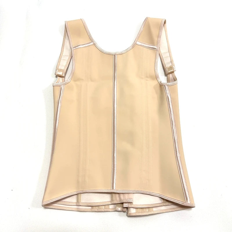 Fajas Colombianas 15-Steel Boned Shapewear Vest Body Shaper Women Waist Trainer Tummy Control Belt Latex Cincher Hook and Zipper