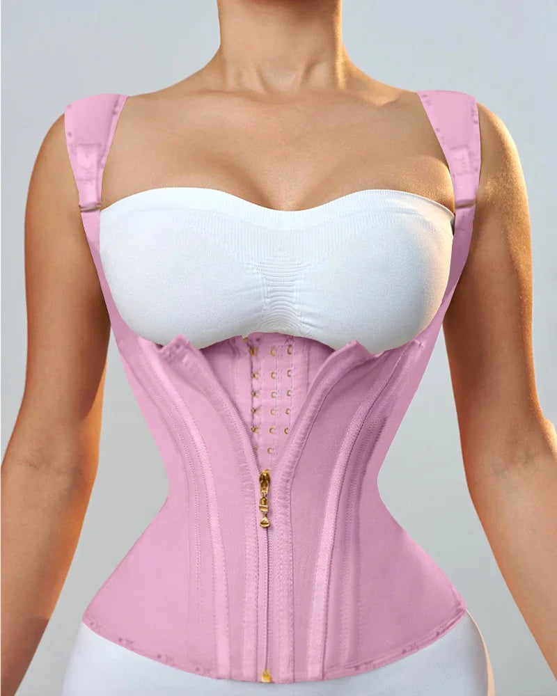 AfruliA Fajas Colombianas Girdles Double Compression Vest Waist Trainer Corset with Zipper Hook Flat Belly Slimming Body Shapers