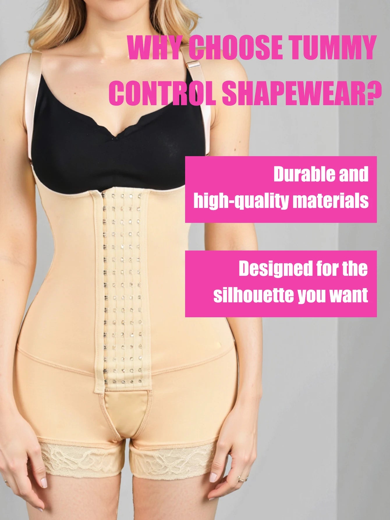 Women Tummy Control Fajas Post Surgery Compression Body Shaper With Open Crotch