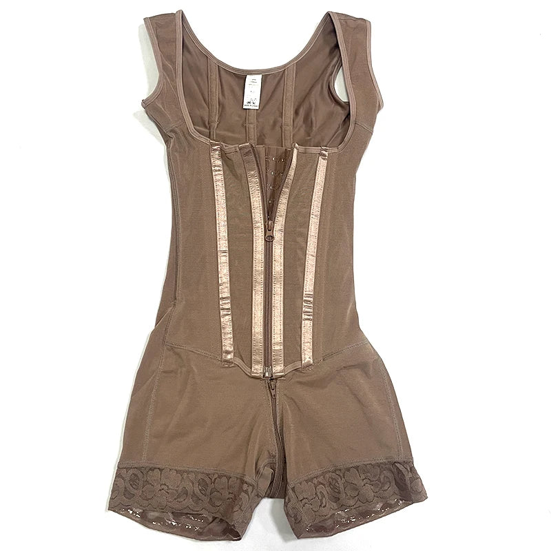 Colombian Fajas Shapewear Bodysuit Body Shaper Women 9-bone High Compression Girdles Double Tummy Control Full Body Open Crotch