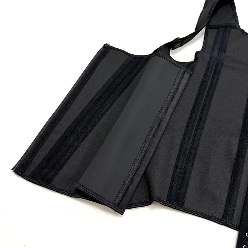 Fajas Colombianas 15-Steel Boned Shapewear Vest Body Shaper Women Waist Trainer Tummy Control Belt Latex Cincher Hook and Zipper