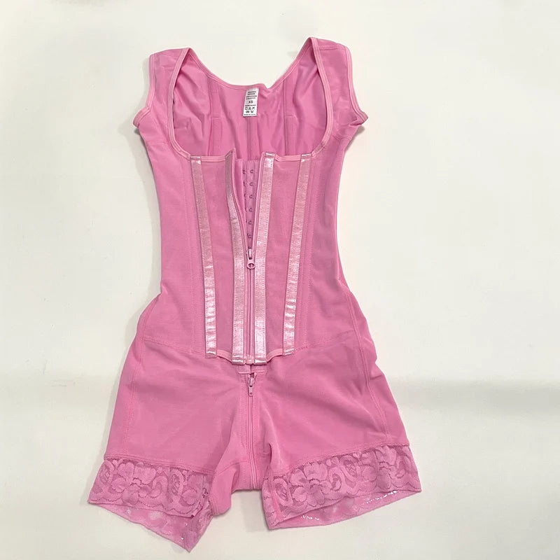 Colombian Fajas Shapewear Bodysuit Body Shaper Women 9-bone High Compression Girdles Double Tummy Control Full Body Open Crotch