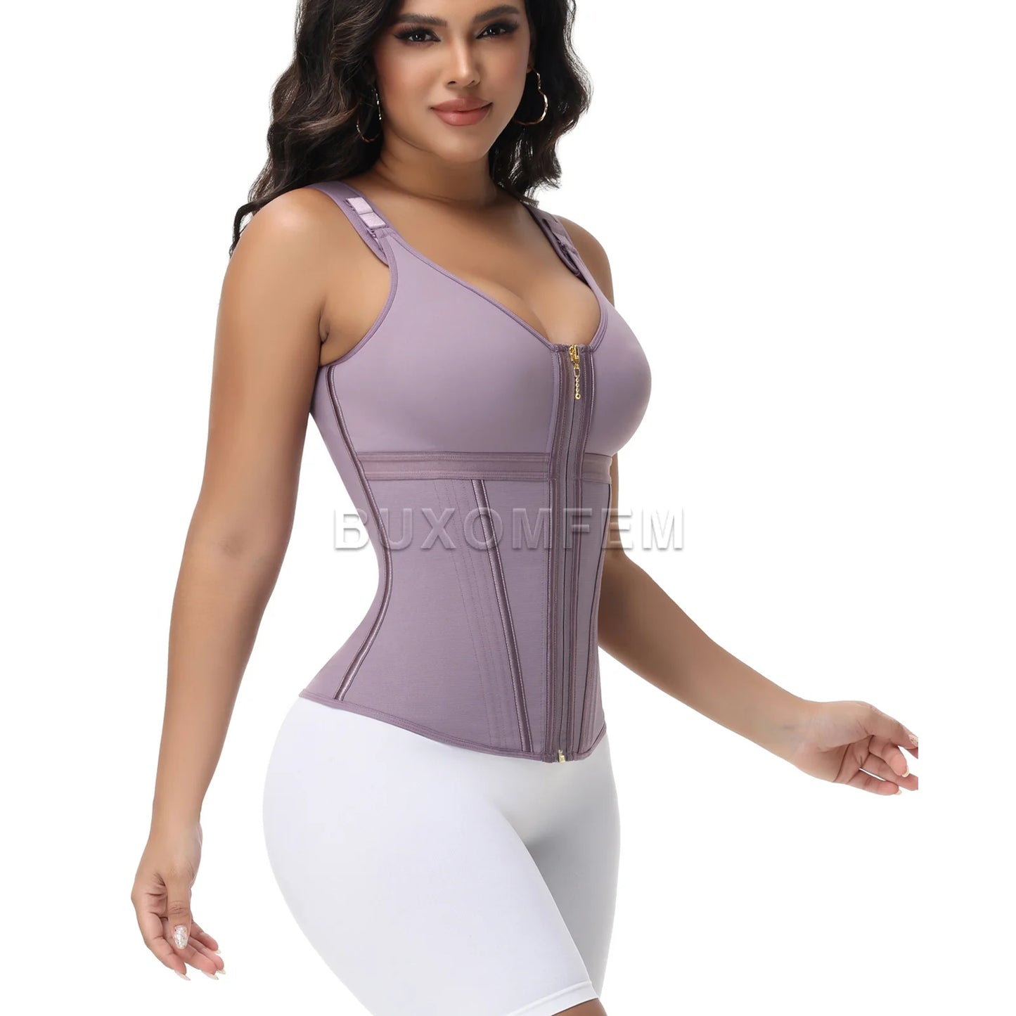 Stylish Seamless Fajas Colombianas Postsurgical Shaping Slim Belt for Women Front-Zipper Colombian Girdles with Shoulder Straps