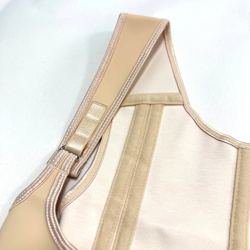 Fajas Colombianas 15-Steel Boned Shapewear Vest Body Shaper Women Waist Trainer Tummy Control Belt Latex Cincher Hook and Zipper