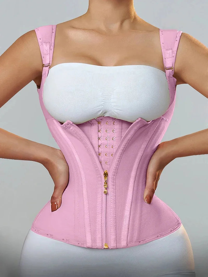 AfruliA Fajas Colombianas Girdles Double Compression Vest Waist Trainer Corset with Zipper Hook Flat Belly Slimming Body Shapers