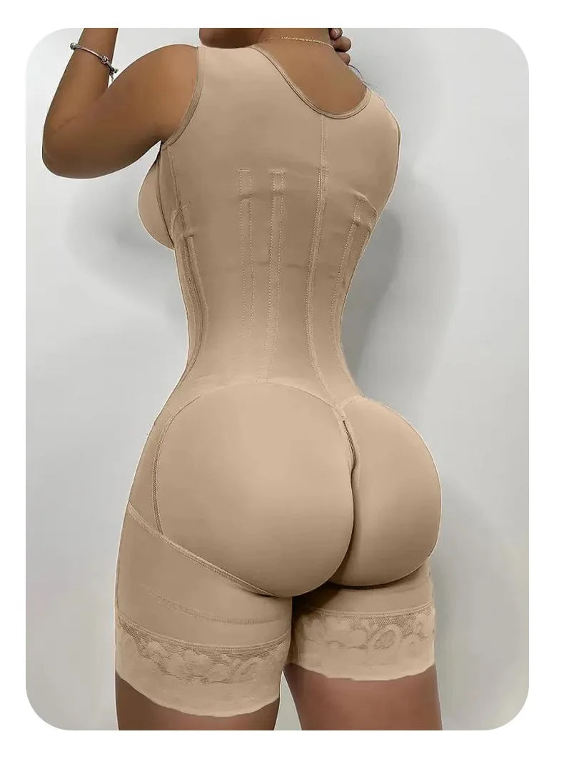 Colombian Fajas Shapewear Bodysuit Body Shaper Women 9-bone High Compression Girdles Double Tummy Control Full Body Open Crotch