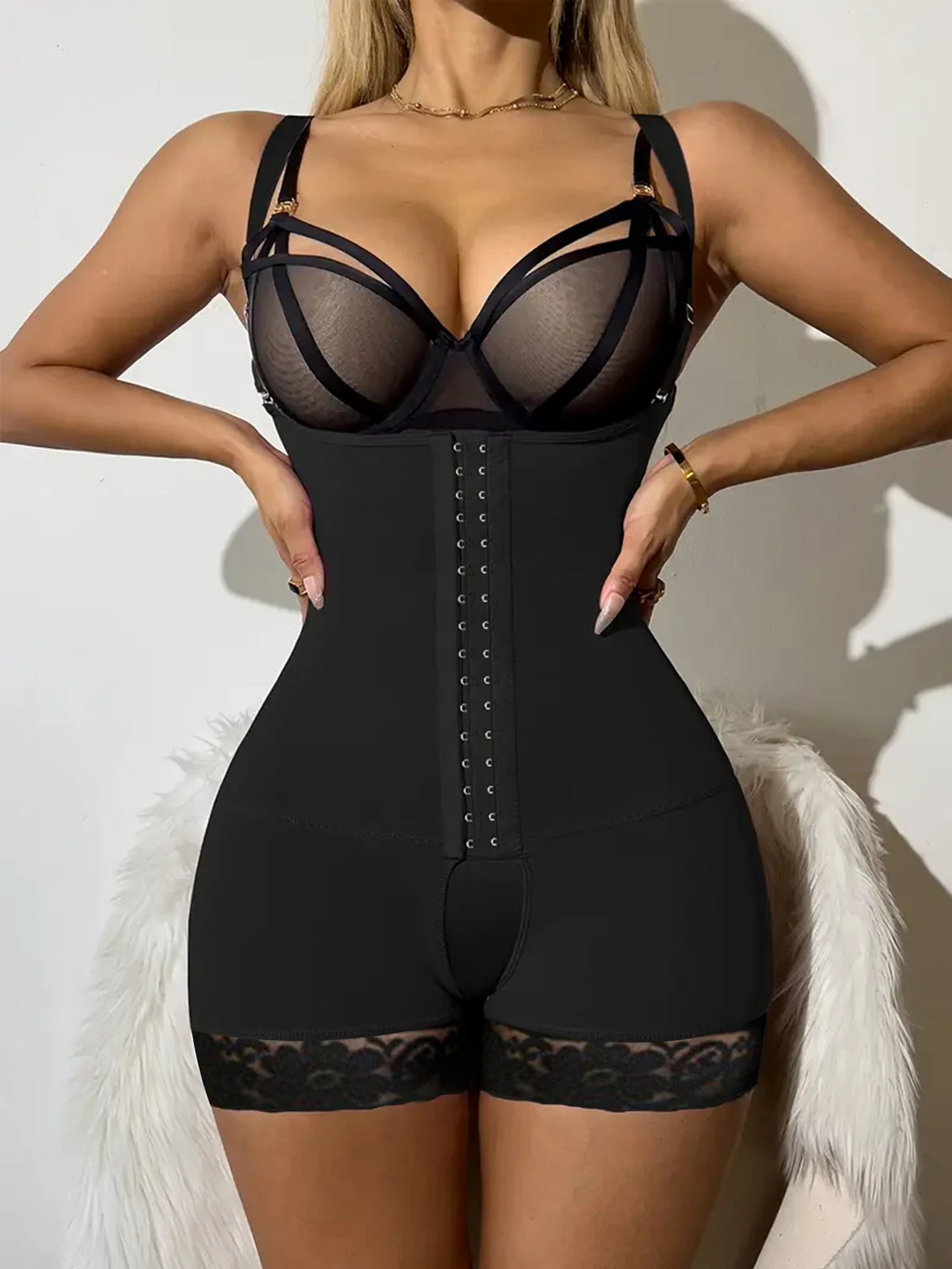 Women Tummy Control Fajas Post Surgery Compression Body Shaper With Open Crotch