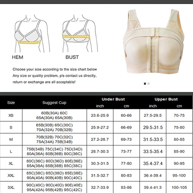 Guudia Front Hook Post Surgery Bra Front Closure Surgical Recovery Everyday Bra Wireless Mastectomy Bra with Adjustable Straps