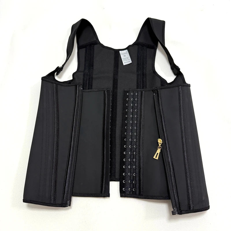 Fajas Colombianas 15-Steel Boned Shapewear Vest Body Shaper Women Waist Trainer Tummy Control Belt Latex Cincher Hook and Zipper