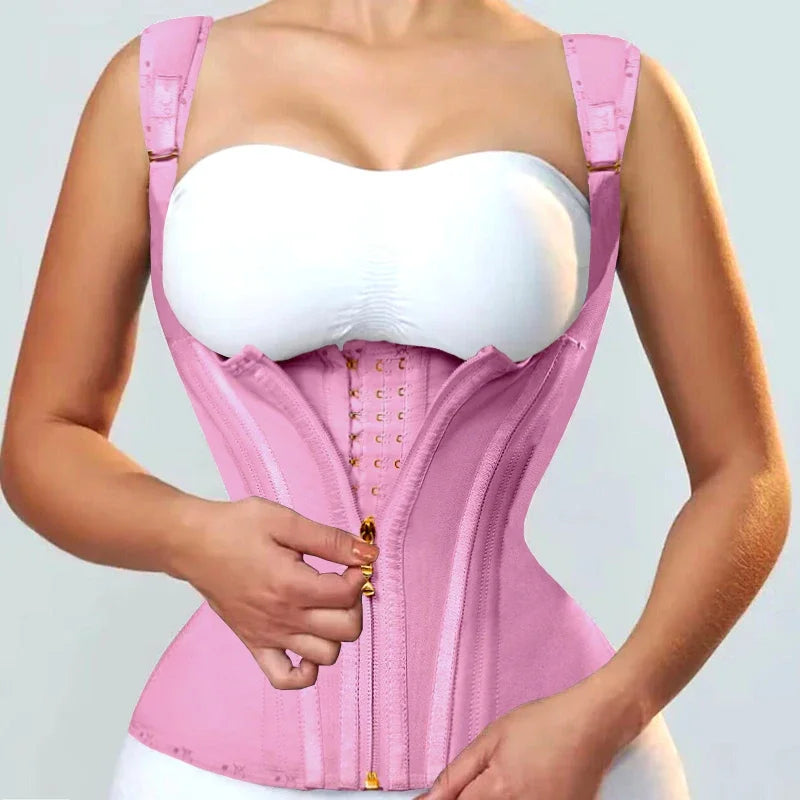 AfruliA Fajas Colombianas Girdles Double Compression Vest Waist Trainer Corset with Zipper Hook Flat Belly Slimming Body Shapers