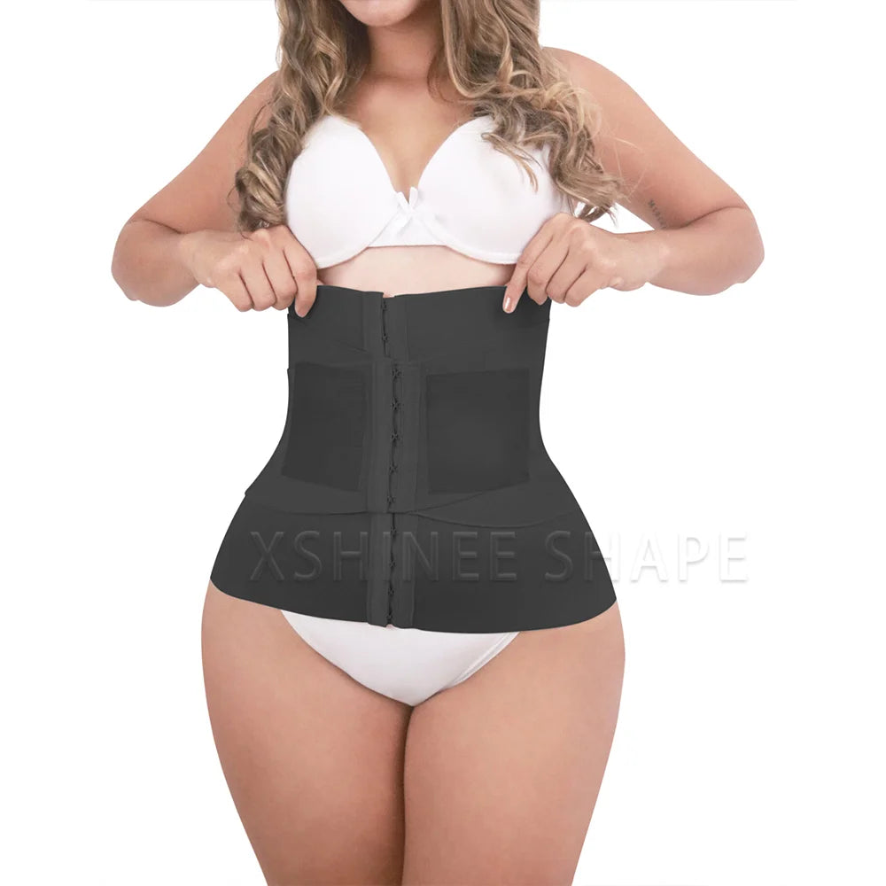 Fajas Colombianas Double Compression Waist Trainer Corset Flat Belly Posture Correcting Body Shaper Tummy Control Slimming Belt