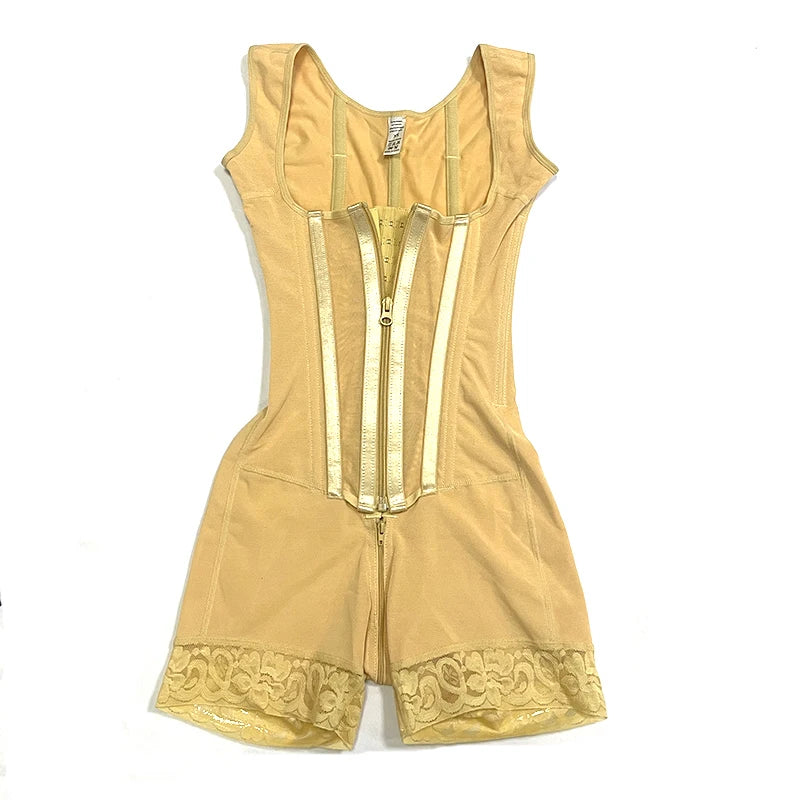 Colombian Fajas Shapewear Bodysuit Body Shaper Women 9-bone High Compression Girdles Double Tummy Control Full Body Open Crotch