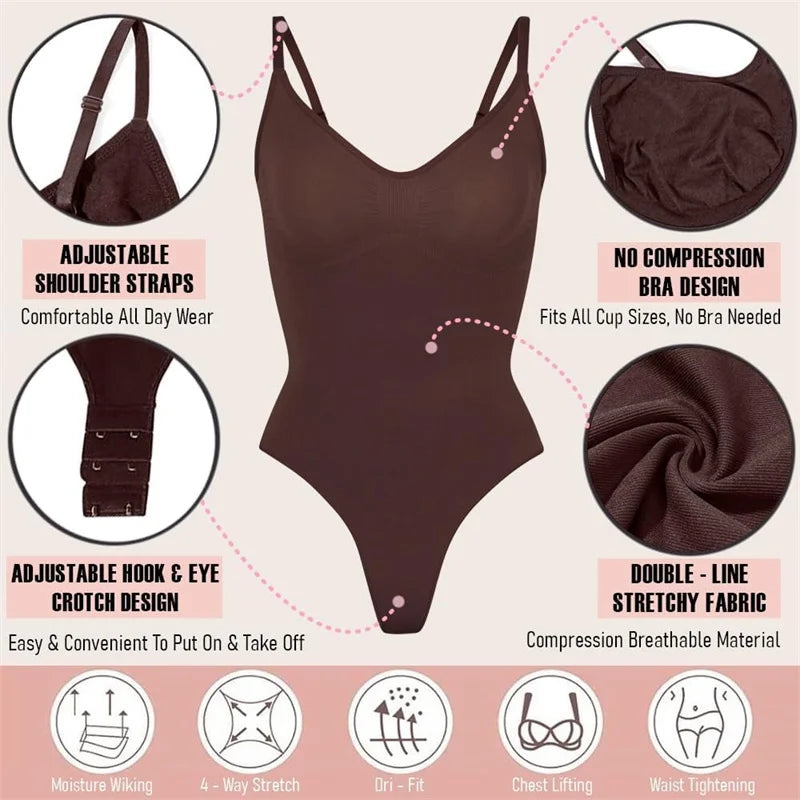 Dimmkof Hooks Open Crotch Shapewear Stretchy Bodysuits Tummy Control Body Shapers Slimming Body Suit Seamless Thong Body Suit