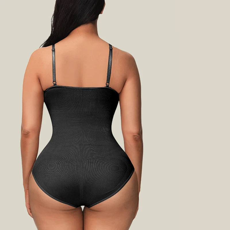 V Neck Spaghetti Strap Bodysuits Compression Body Suits Open Crotch Shapewear Slimming Body Shaper Smooth Out Bodysuit Shaper