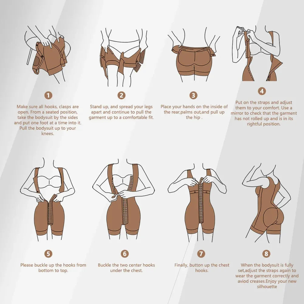 Stylish Seamless Fajas Colombianas Postsurgical Shaping Slim Belt for Women Front-Zipper Colombian Girdles with Shoulder Straps