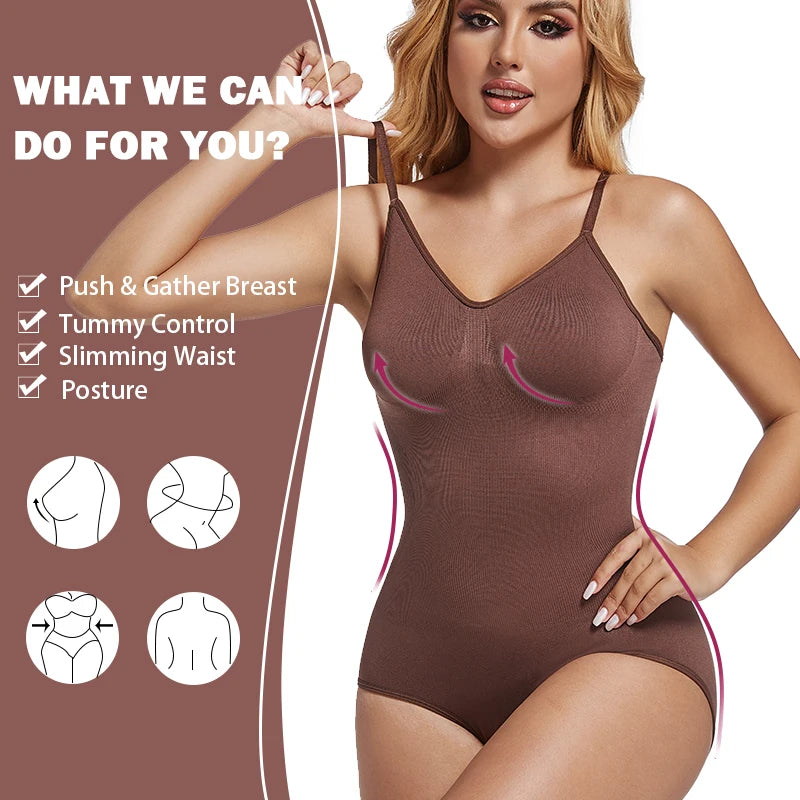 Low Back Bodysuits Shapewear for Women Open Crotch Body Shaper Seamless Tummy Control Push Up Corset Tank Top Backless Underwear
