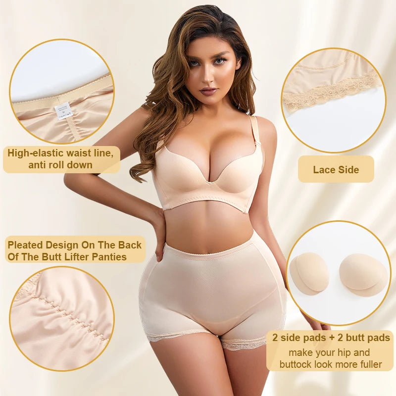 Women Butt Lifter Panty Fake Buttock Body Shaper Padded Underwear Lady Sexys Lift Bum High Waist Tummy Control Hip Panties