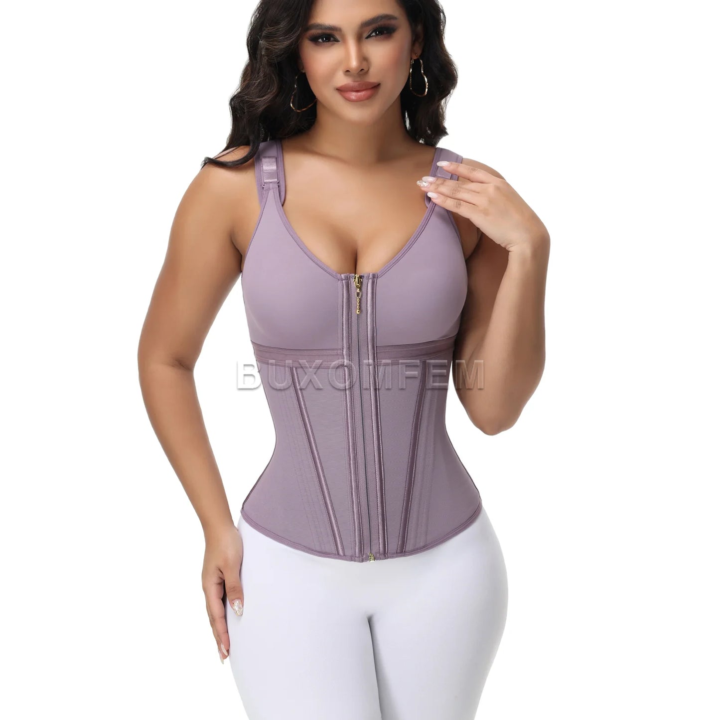Stylish Seamless Fajas Colombianas Postsurgical Shaping Slim Belt for Women Front-Zipper Colombian Girdles with Shoulder Straps