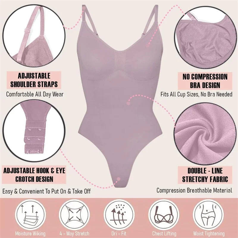 Dimmkof Hooks Open Crotch Shapewear Stretchy Bodysuits Tummy Control Body Shapers Slimming Body Suit Seamless Thong Body Suit