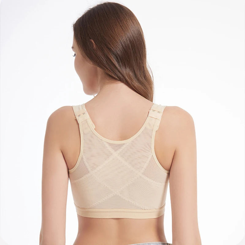 Women Post Surgical Surgery Front Open Full Support Recovery Bra Non-padded Wire Free Post Breast Augmentation Operative Bra