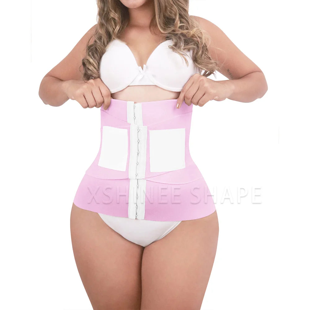 Fajas Colombianas Double Compression Waist Trainer Corset Flat Belly Posture Correcting Body Shaper Tummy Control Slimming Belt