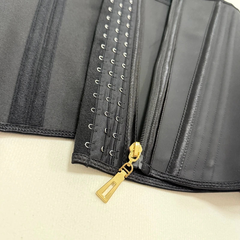 Fajas Colombianas 15-Steel Boned Shapewear Vest Body Shaper Women Waist Trainer Tummy Control Belt Latex Cincher Hook and Zipper