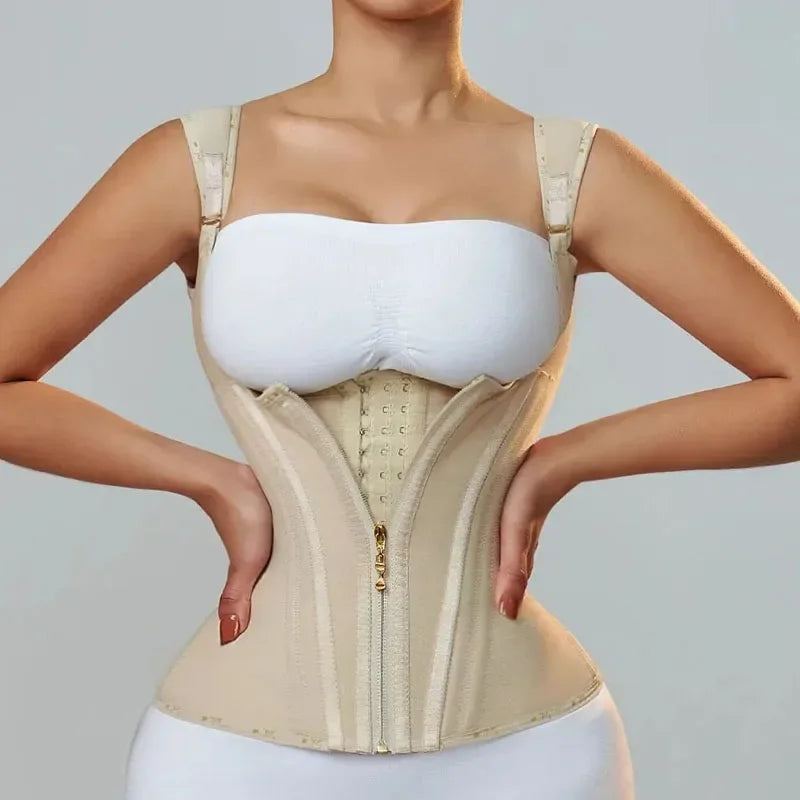 AfruliA Fajas Colombianas Girdles Double Compression Vest Waist Trainer Corset with Zipper Hook Flat Belly Slimming Body Shapers