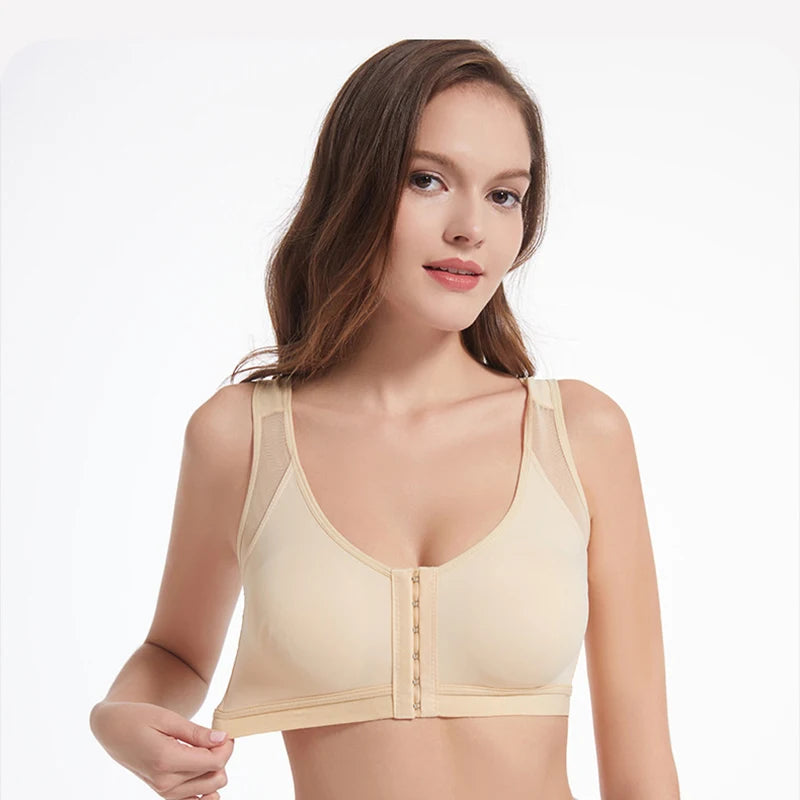 Women Post Surgical Surgery Front Open Full Support Recovery Bra Non-padded Wire Free Post Breast Augmentation Operative Bra