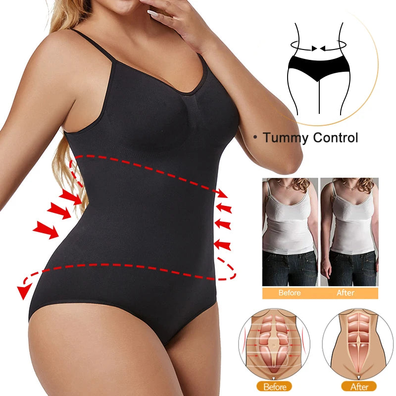 Low Back Bodysuits Shapewear for Women Open Crotch Body Shaper Seamless Tummy Control Push Up Corset Tank Top Backless Underwear