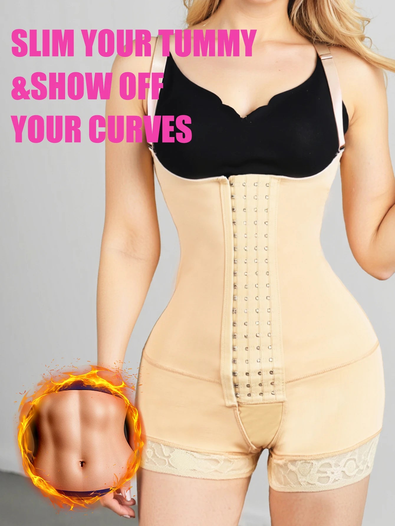 Women Tummy Control Fajas Post Surgery Compression Body Shaper With Open Crotch