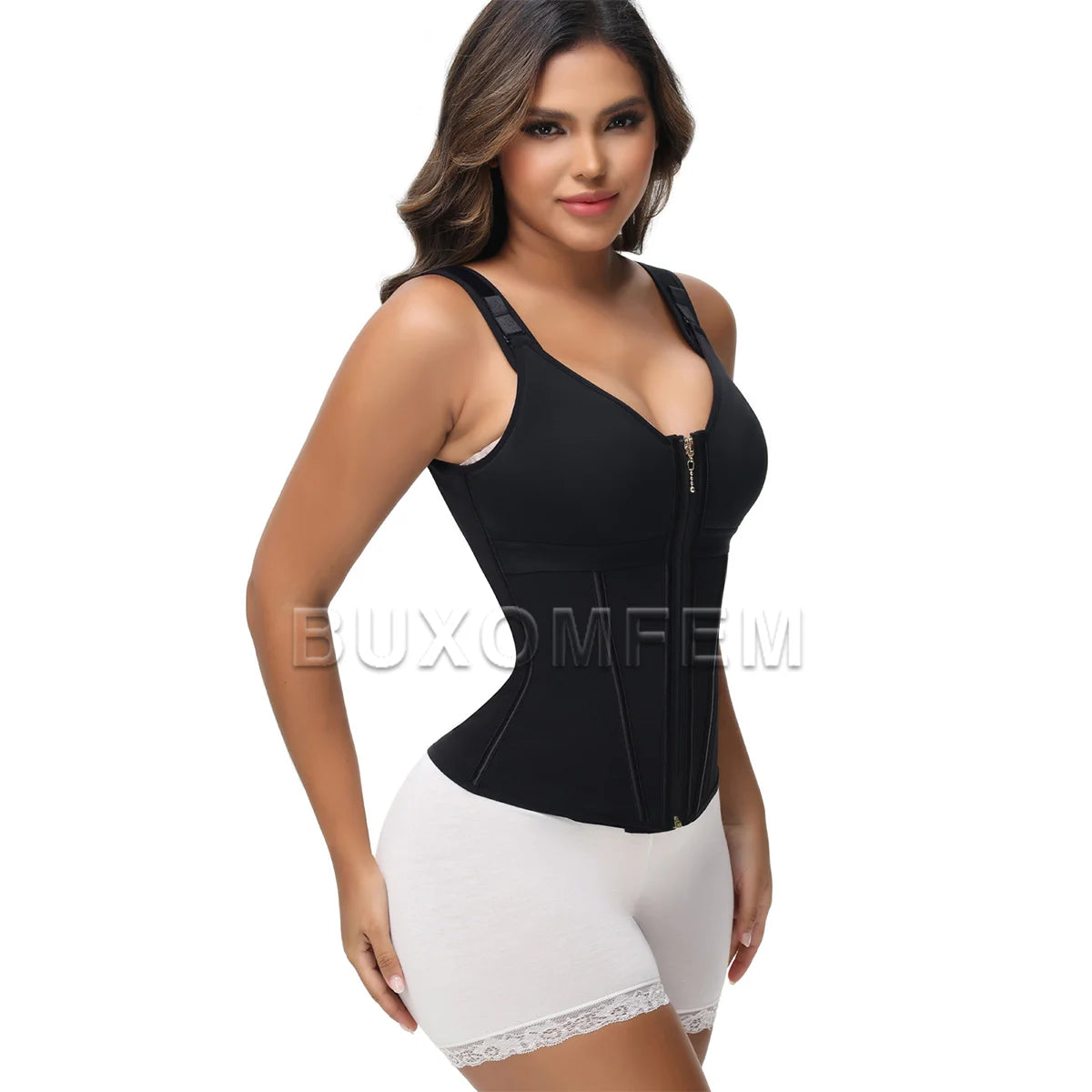 Stylish Seamless Fajas Colombianas Postsurgical Shaping Slim Belt for Women Front-Zipper Colombian Girdles with Shoulder Straps